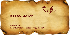 Klimo Jolán névjegykártya