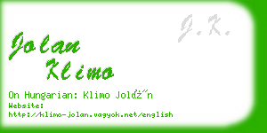jolan klimo business card